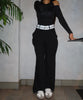 Black Highway Reverse Waistband Wide Leg Pants