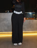 Black Highway Reverse Waistband Wide Leg Pants