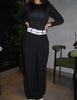 Black Highway Reverse Waistband Wide Leg Pants
