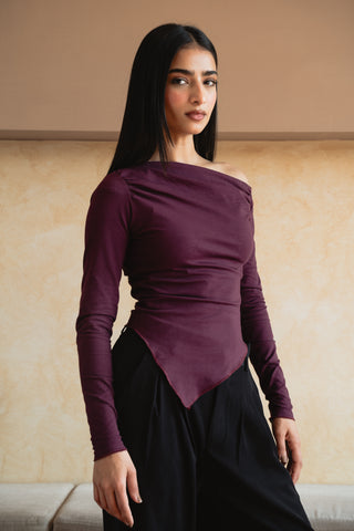 ASYMMETRIC NECKLINE SHIRT