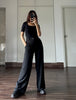 High Waisted Plicated Wide Leg Pants