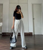 High Waisted Plicated Wide Leg Pants