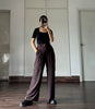 High Waisted Plicated Wide Leg Pants