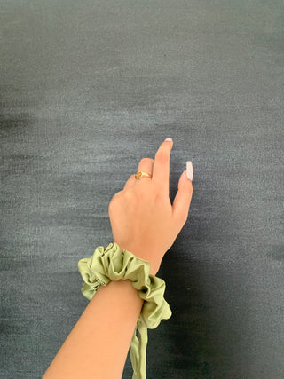 Green Silk Scrunchie