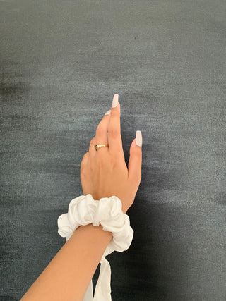 White Silk Scrunchie